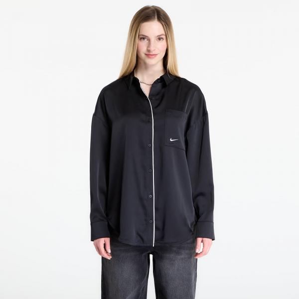 Košile Nike Sportswear Women's Oversized Satin Long-Sleeve Top Black/ Sail L