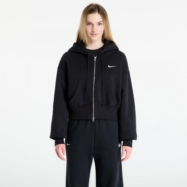 Mikina Nike Sportswear Phoenix Fleece Women's Loose Full-Zip Cropped Hoodie Black/ Sail XL
