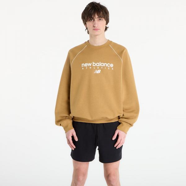 Mikina New Balance Linear Graphic Fleece Crew Stucco L