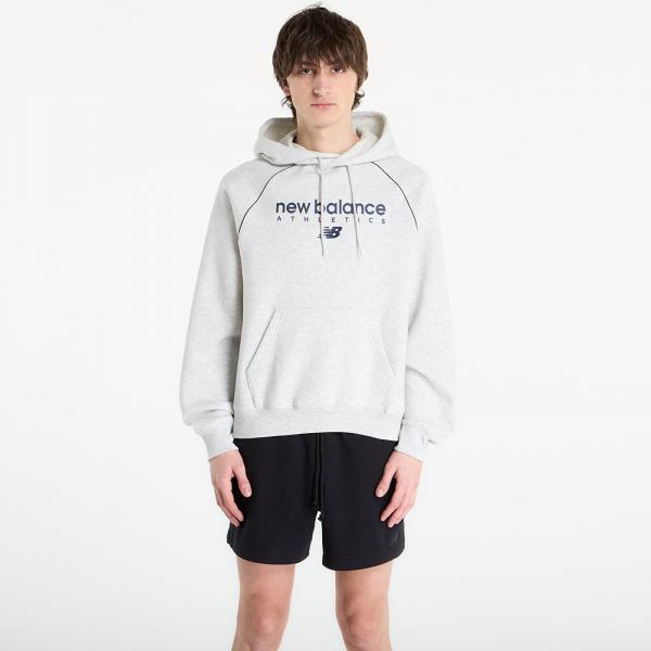 Mikina New Balance Linear Graphic Fleece Hoodie Ash Heather XXL