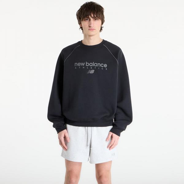 Mikina New Balance Linear Graphic Fleece Crew Black XL