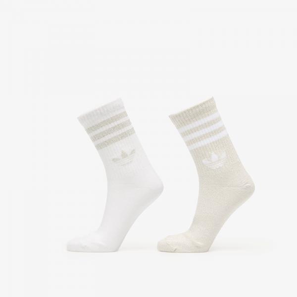 Ponožky adidas 3-Stripes Glitter Crew Socks 2 Pairs Ice Gold Met./ White S
