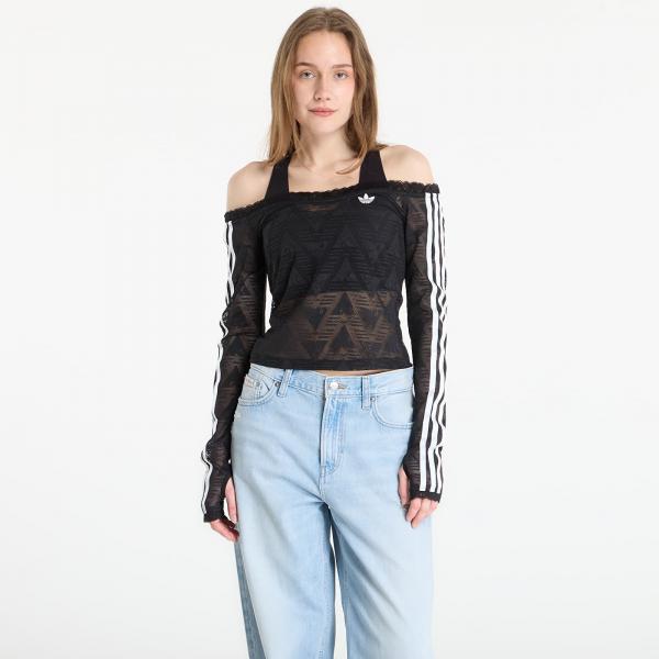 Top adidas Lace Bardot Long-Sleeve Top Black XS
