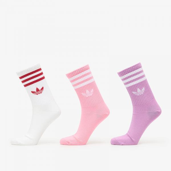 Ponožky adidas 3S Crew Socks 3-Pack Preloved Purple/ Bliss Pink/ White M