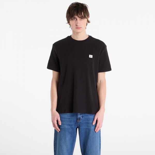 Tričko Calvin Klein Jeans Ss Waffle Badge Crew Tee Black XL
