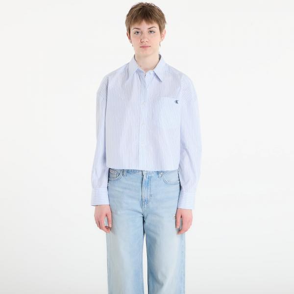 Košile Calvin Klein Jeans Yarndye Cotton Poplin Shirt Blue S