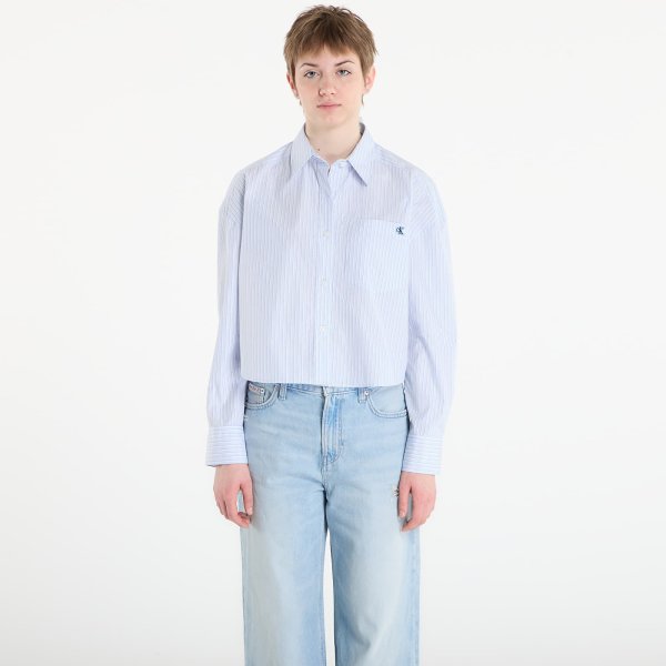 Košile Calvin Klein Jeans Yarndye Cotton Poplin Shirt Blue XS