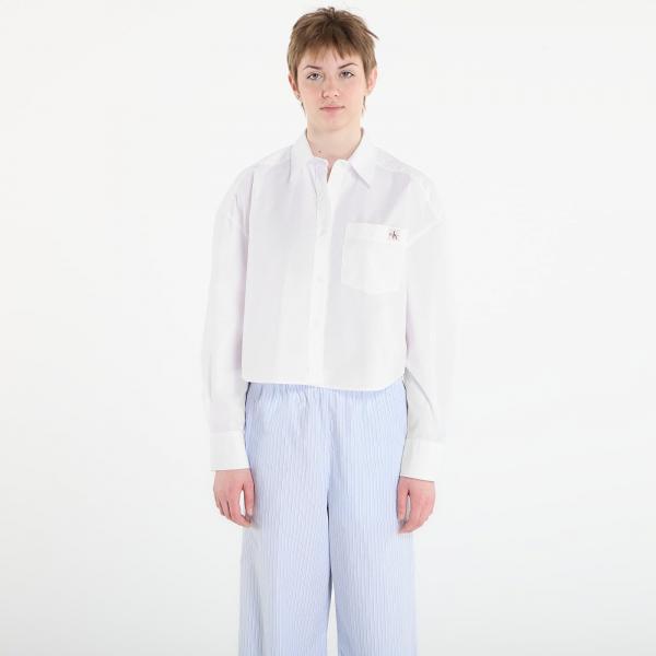 Košile Calvin Klein Jeans Cotton Poplin Cropped Shirt White S