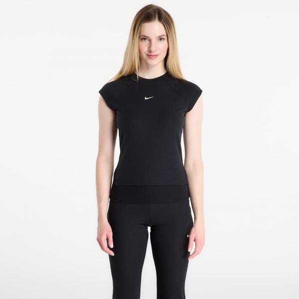 Top Nike Sportswear Chill Knit Women's Tight Short-Sleeve Ribbed Top Black/ Sail XS