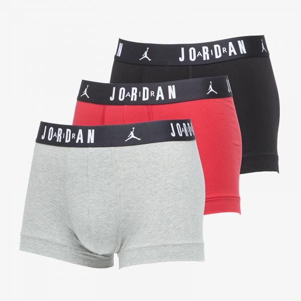 Boxerky Jordan Jhm Mens Flight Cotton Trunk 3-Pack Gym Red/ Black XXL