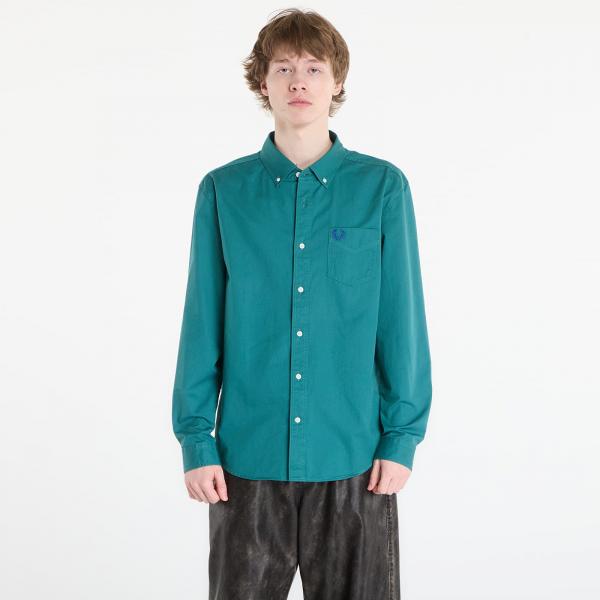 Košile FRED PERRY Relaxed Washed Twill Shirt Deep Mint M