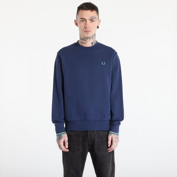 Mikina FRED PERRY Crew Neck Sweatshirt Tnsbl/ Snwht/ Dpmt M