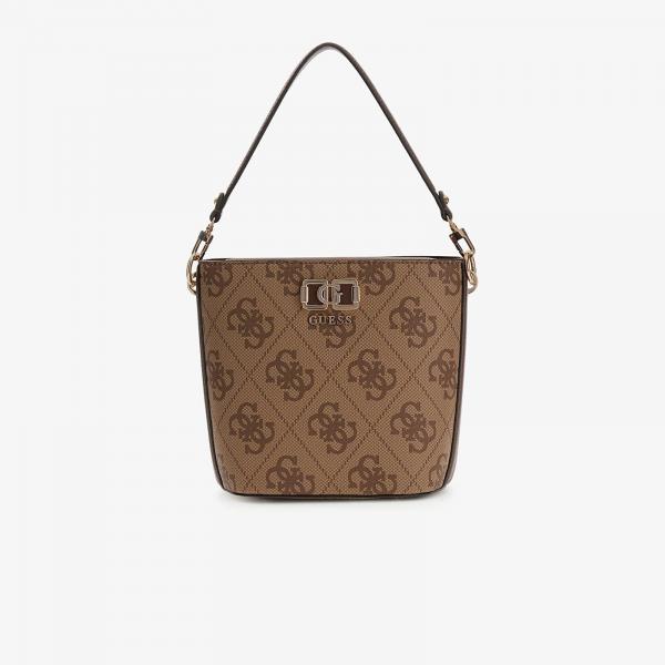 Kabelka GUESS Karnilla Logo Bucket Latte Logo/Brown Universal
