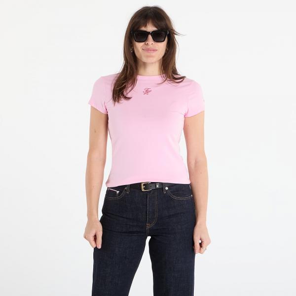 Tričko Tommy Hilfiger Script Slim Ss Tee Classic Pink S