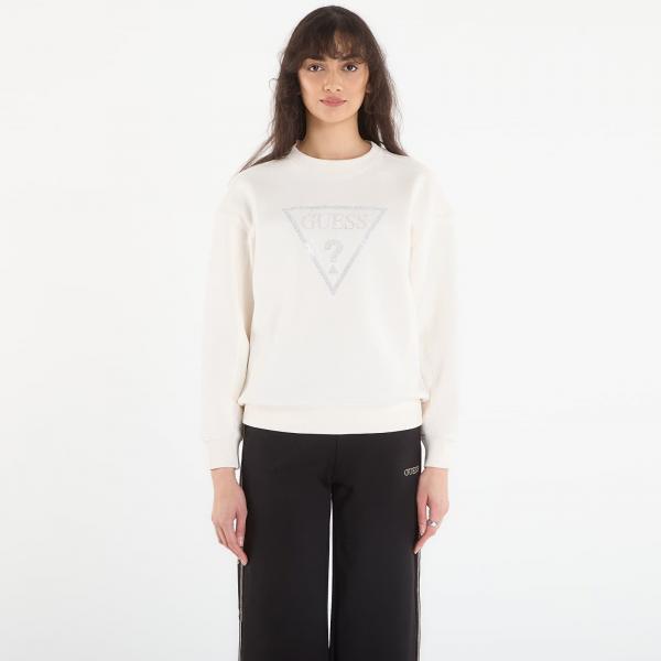 Mikina Guess Jeans Cn Triangle Studs Sweatshirt Cream White M
