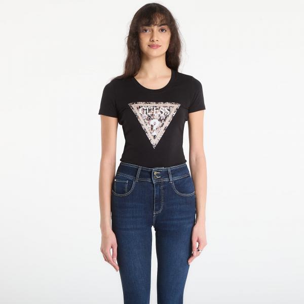 Tričko Guess Jeans Ss Cn Leo Triangle Tee Jet Black S