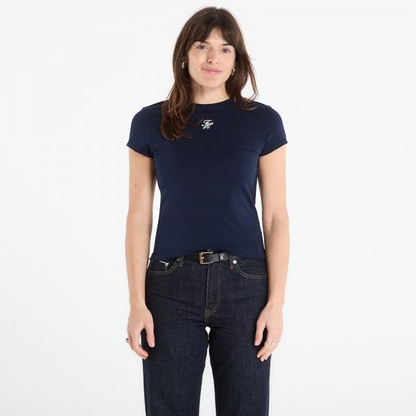 Tričko Tommy Hilfiger Script Slim Ss Tee Dark Night Navy L