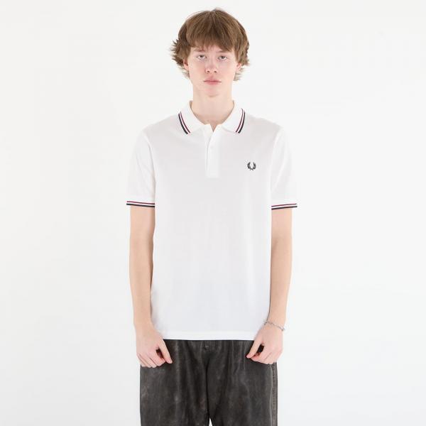 Tričko FRED PERRY Twin Tipped Fred Perry Shirt Snwht/ Bred/ Nvy M