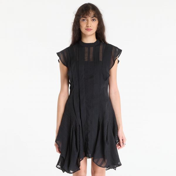 Šaty AllSaints Fleur Texture Dress Black 10