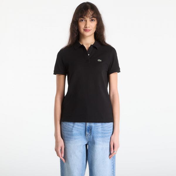 Tričko LACOSTE Short Sleeved Ribbed Collar Shirt Black 38