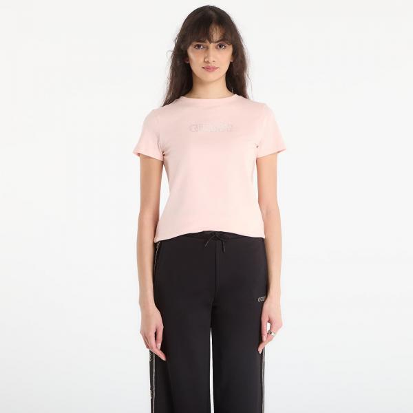 Tričko GUESS Briana Ss T-Shirt Pink Good Vibes M