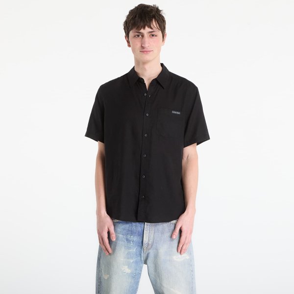 Košile Calvin Klein Jeans Ss Solid Causal Line Shirt Black M