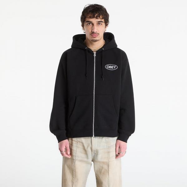 Mikina OBEY Oval Zip Hood Black XL
