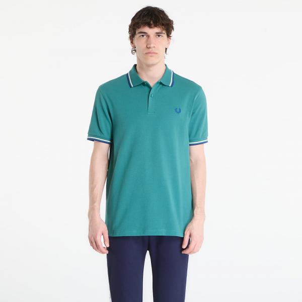 Tričko FRED PERRY Twin Tipped Fred Perry Shirt Deep Mint/ Snow White/ Soho Eclipse S