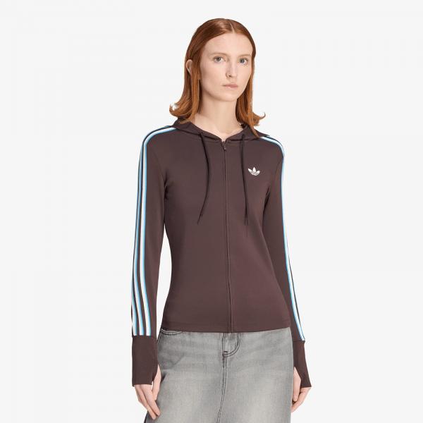 Mikina adidas Hooded Trefoil Zipper Jacket Aurora Coffee M