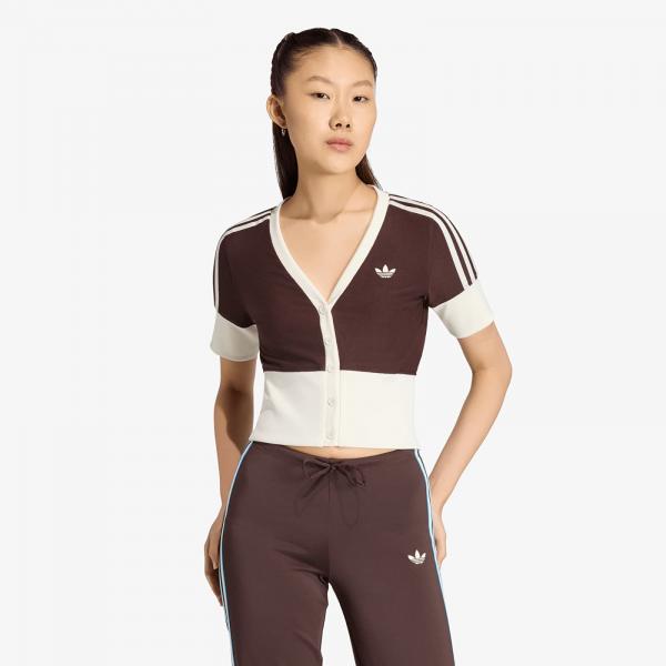 Tričko adidas V-Neck Shirt With Buttons Aurora Coffee M
