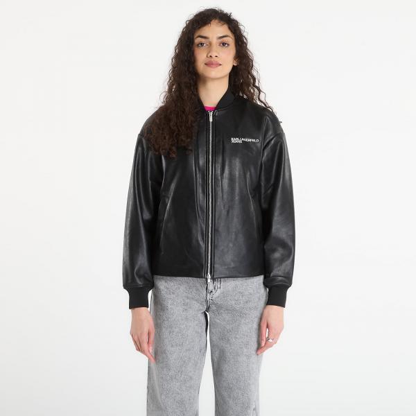 Bunda Karl Lagerfeld Jeans Faux Leather Bomber Jacket Black S