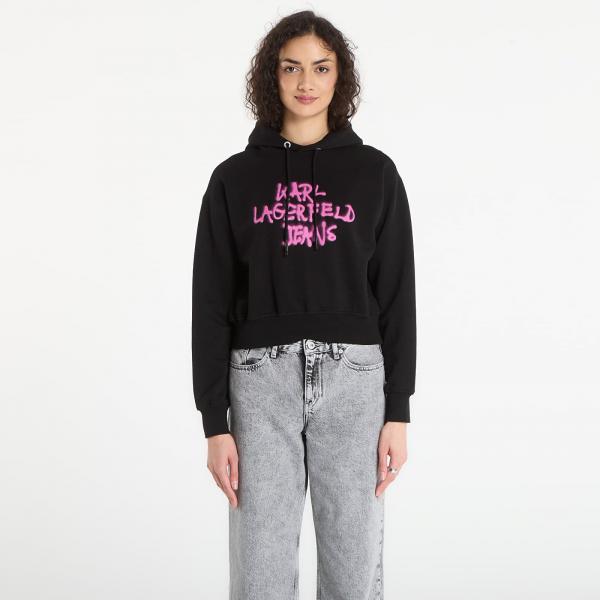 Mikina Karl Lagerfeld Jeans Reg Graffiti Hoodie Black S