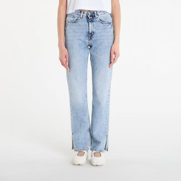 Džíny Karl Lagerfeld Jeans Hr Straight Jeans W/ Slit Visual Acid Mid Blue W28/L32
