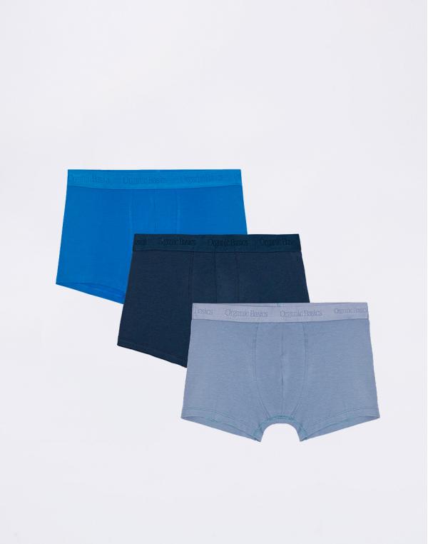 Organic Basics Core Trunks 3-Pack Azure Blue / Midnight Blue / Misty Blue M