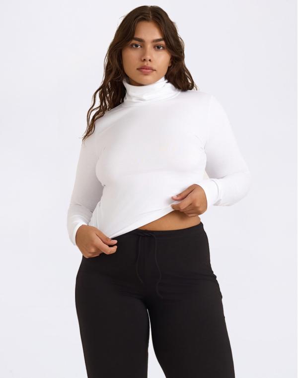 Tričko Organic Basics Everyday Turtleneck White