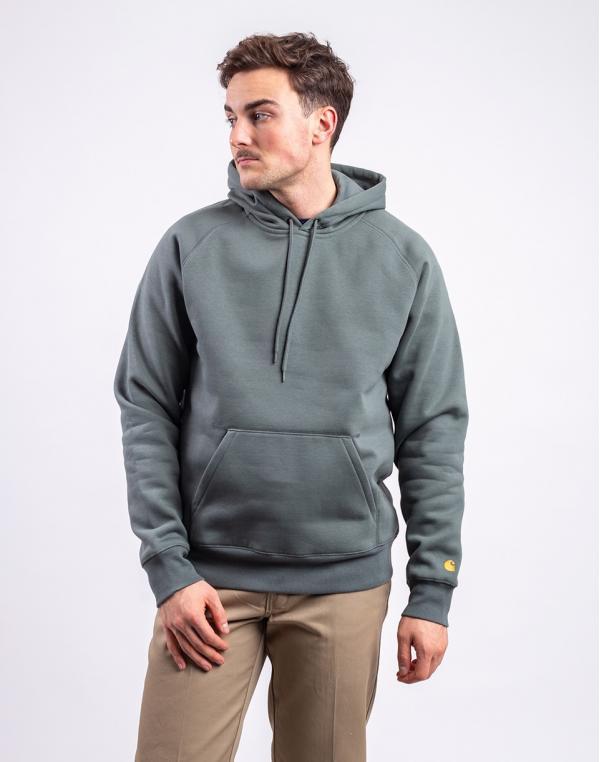 Carhartt WIP Hooded Chase Sweat Velvet Green/Gold S