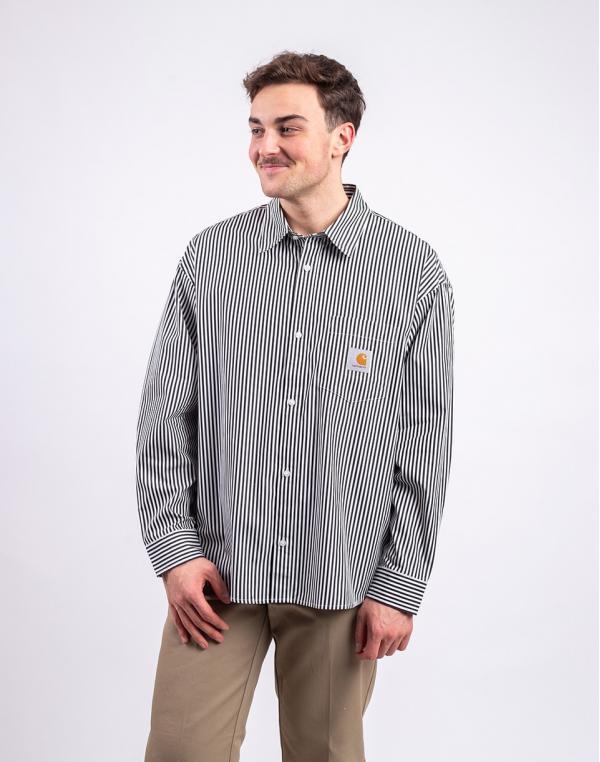 Carhartt WIP L/S Daldry Shirt Daldry Stripe, Black/Wax S