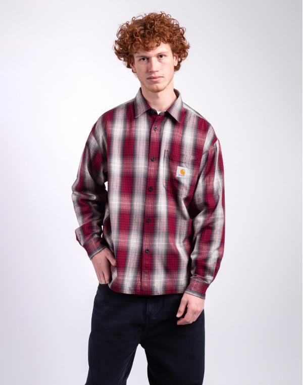 Carhartt WIP L/S Harlin Shirt Harlin Check, Chili Pepper S