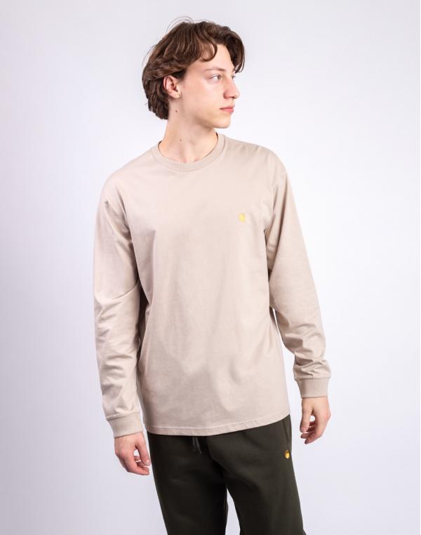 Tričko Carhartt WIP L/S Chase T-Shirt Fleur De Sel/Gold
