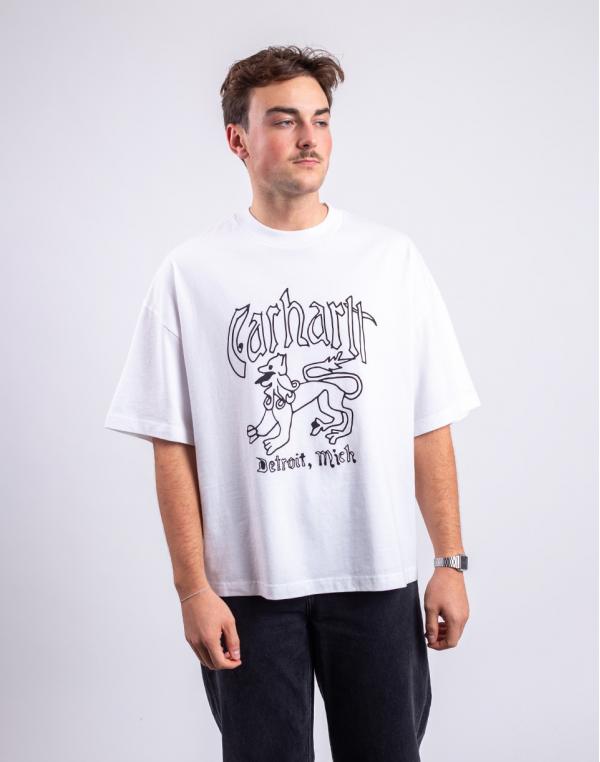 Tričko Carhartt WIP S/S Hackwork T-Shirt White heavy stone wash