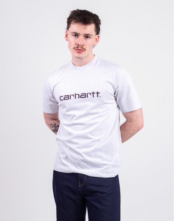 Tričko Carhartt WIP S/S Script T-Shirt Ash Heather/Cozy Purple