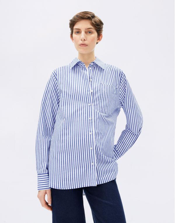 Armedangels Striped Loose Fit Blouse 2688 white-dynamo blue S