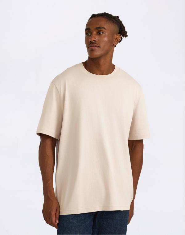 Tričko Organic Basics True Heavy Boxy Fit Tee Sandstone