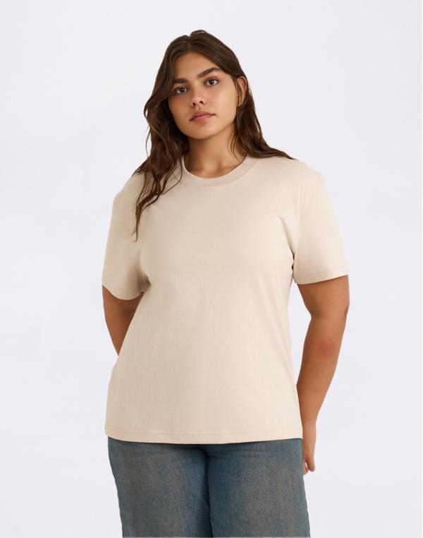 Tričko Organic Basics True Heavy Boxy Tee Sandstone