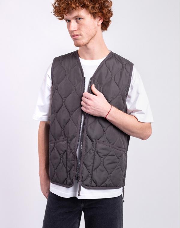 Taion Unisex Military Zip V-Neck Down Vest CHARCOAL S