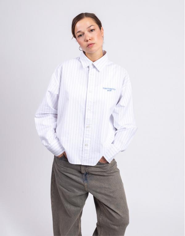 Carhartt WIP W' L/S Cassel Shirt Cassel Stripe, White/Bleach S