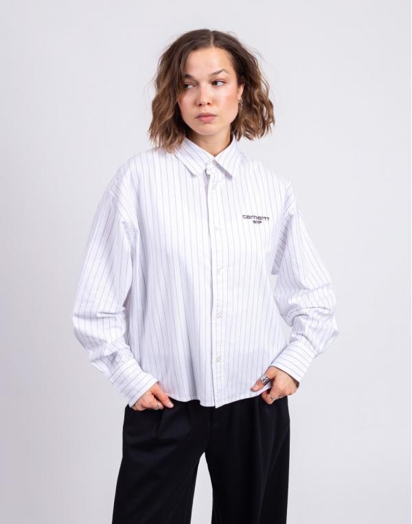 Carhartt WIP W' L/S Cassel Shirt Cassel Stripe, White/Black S