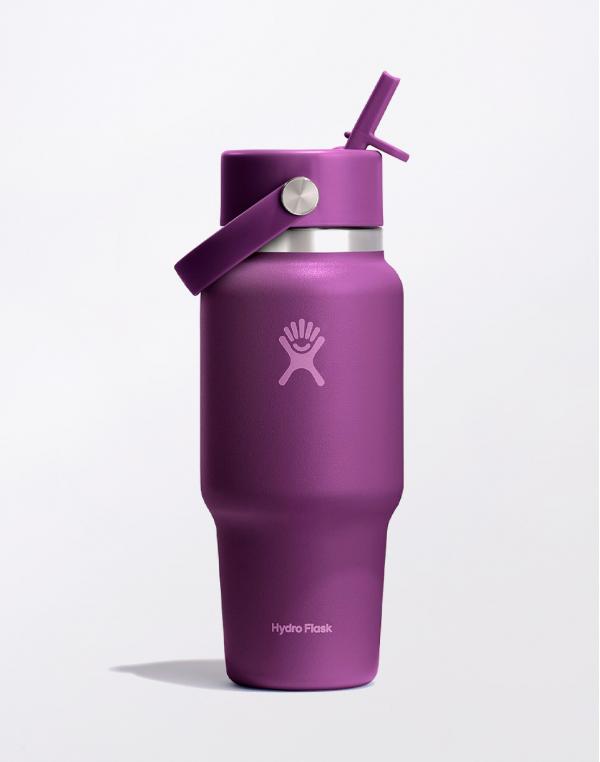 Hydro Flask Wide Mouth Travel Bottle with Flex Straw Cap 24 oz (710 ml) Beachplum purple