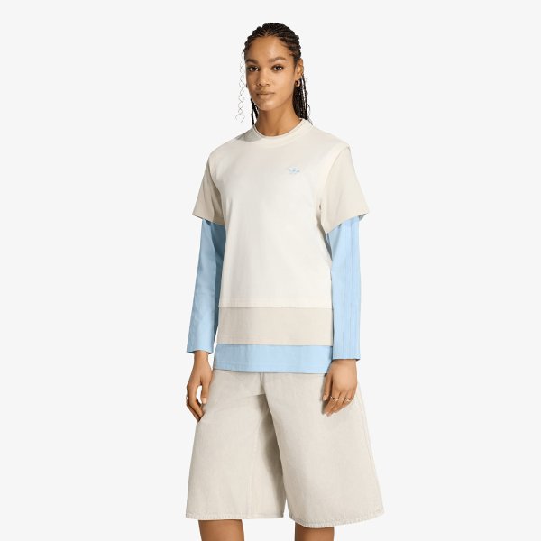 Tričko adidas Loose Layered Long Sleeve T-Shirt Off White M
