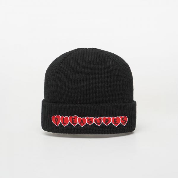 Čepice PLEASURES Hearts Beanie Black Universal